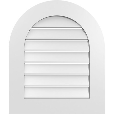 Ekena Millwork Round Top Surface Mount PVC Gable Vent: Functional, w/ 3-1/2"W x 1"P Standard Frame, 22"W x 26"H GVPRT22X2601SF